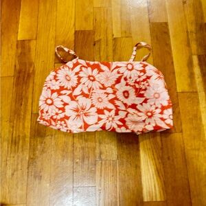 Floral Crop Top - Red and White